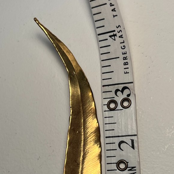 GOLD PLATED Brooch Pin Willow Leaf Australian *Some marks 4 1/4" 90's - Picture 3 of 9